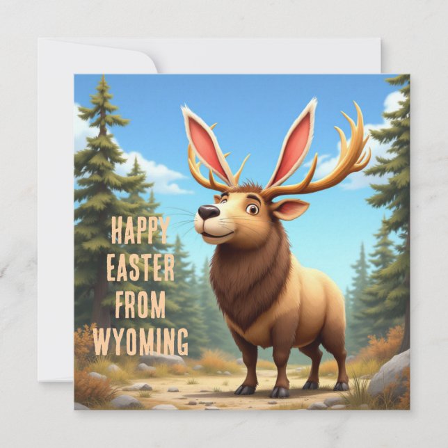 Cartão De Festividades Queijo de Wyoming com orelhas de coelho (Frente)