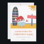 Cartão De Festividades Quente anseia o Natal em julho Praia Sun Crab<br><div class="desc">Se precisar de mais alguma personalização,  por favor,  sinta-se à vontade para me enviar uma mensagem em yellowfebstudio@gmail.com.</div>