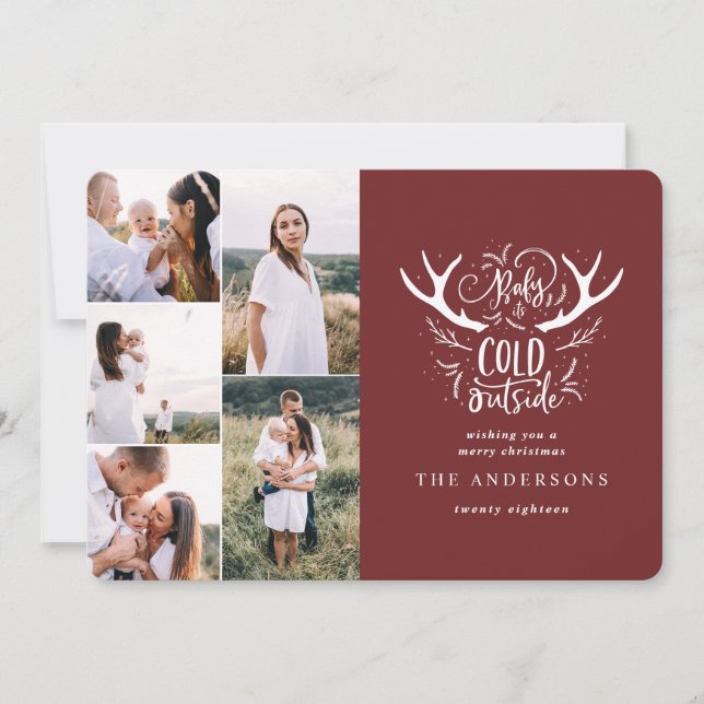 Cartão De Festividades Querida, é fria, multifoto de Natal (Frente)