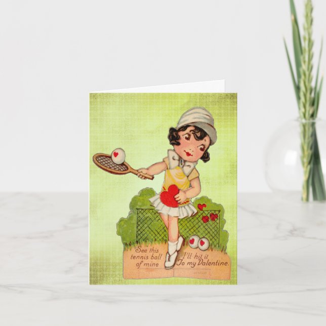 Cartão De Festividades Querido do tênis dos namorados do vintage (Frente)