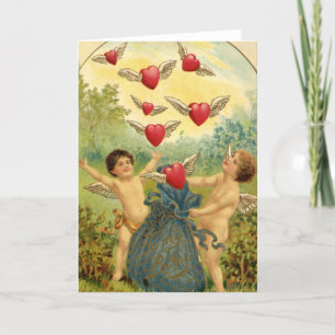Cartão De Festividades Querubins do Meu Amor no Dia dos Namorados Vintage