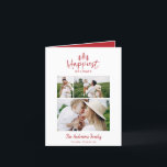 Cartão De Festividades Quic multifotométrico moderno mínimo de feriados<br><div class="desc">O moderno e mínimo cartão de feriado de na moda multi-fotos mais feliz de Natal. Com texto desenhado à mão moderno e árvores. A cor traseira pode ser personalizada. na moda mínimo simples de Natal moderno</div>