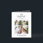 Cartão De Festividades Quic multifotométrico moderno mínimo de feriados<br><div class="desc">O moderno e mínimo cartão de feriado de na moda multi-fotos mais feliz de Natal. Com texto desenhado à mão moderno e árvores. A cor traseira pode ser personalizada. na moda mínimo simples de Natal moderno</div>