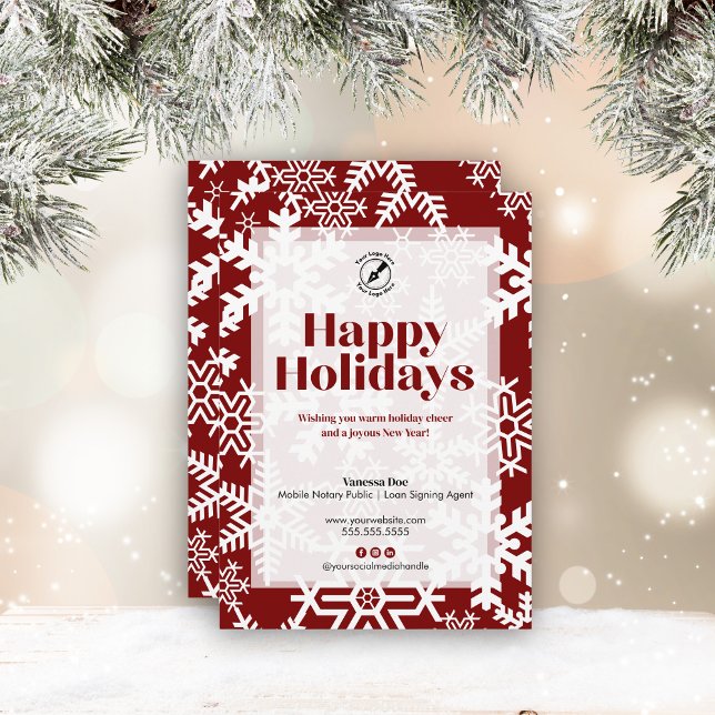 Cartão De Festividades Quic Red Snowflake Feriados Felizes Feriados de Ne (Criador carregado)