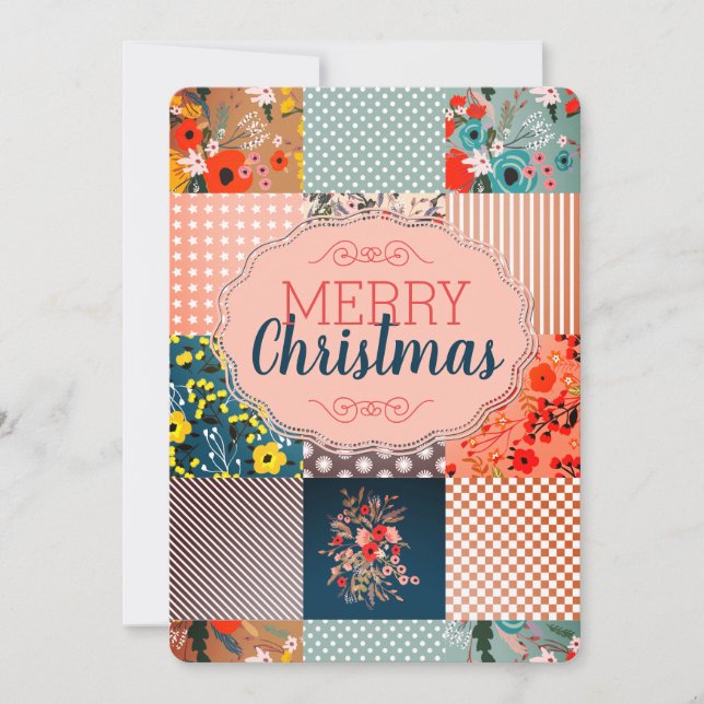 Cartão De Festividades Quilt bloqueia costureira no Natal (Frente)