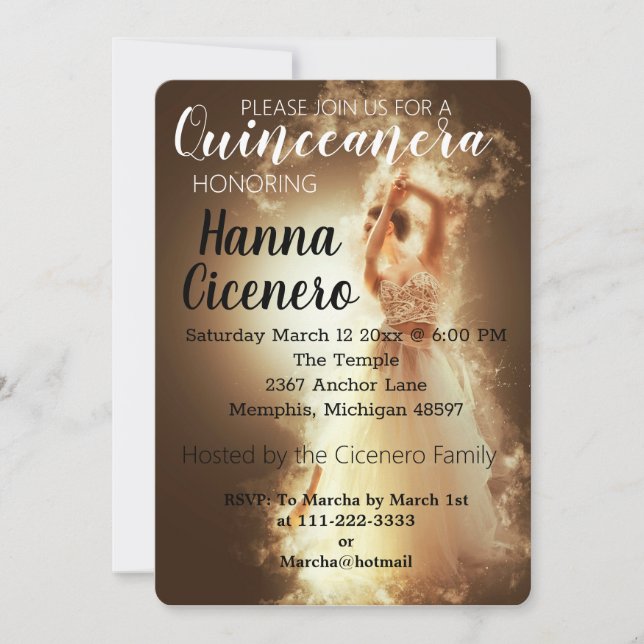 Cartão De Festividades Quinceanera (Frente)