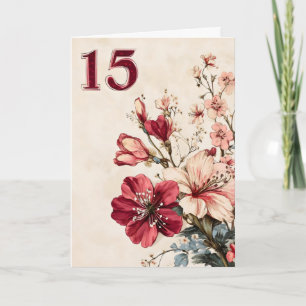 Cartão De Festividades Quinze Flores Rosa Vermelho