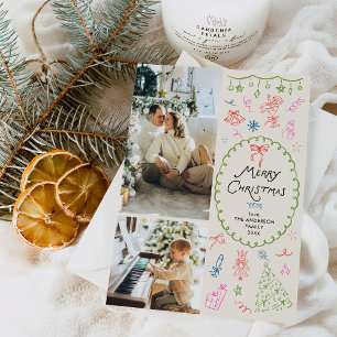 Cartão De Festividades Quirky Boho Hand Desenhou Feliz Natal 2 Foto