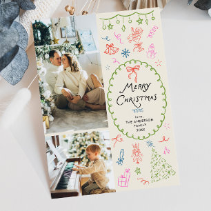 Cartão De Festividades Quirky Boho Hand Desenhou Feliz Natal 2 Foto