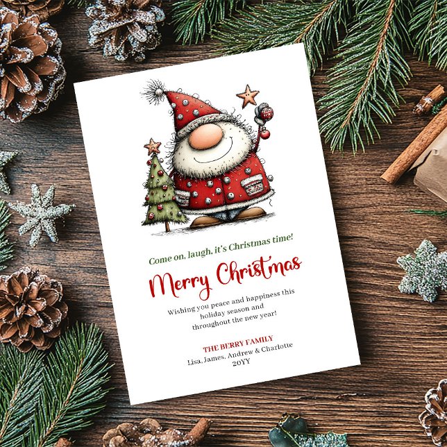 Cartão De Festividades Quirky Cartoon Santa Playful Holiday Greeting Card (Quirky Cartoon Santa Playful Holiday Greeting Card)