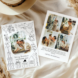 Cartão De Festividades Quirky Christmas 5 Photo Hand drawn Doodle