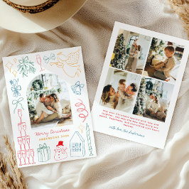 Cartão De Festividades Quirky Colorful Christmas Arch Photo Doodle