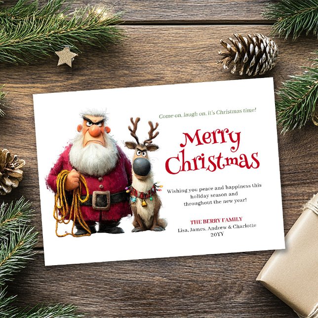 Cartão De Festividades Quirky cranky Claus custom editable Christmas card (Quirky cranky Claus custom editable Christmas card)