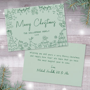 Cartão De Festividades Quirky Hand Desenhou Feliz Natal