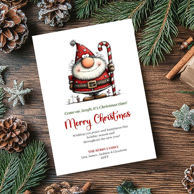 Cartão De Festividades Quirky Santa Cartoon Funny Christmas Greeting Card (Quirky Santa Cartoon Funny Christmas Greeting Card)