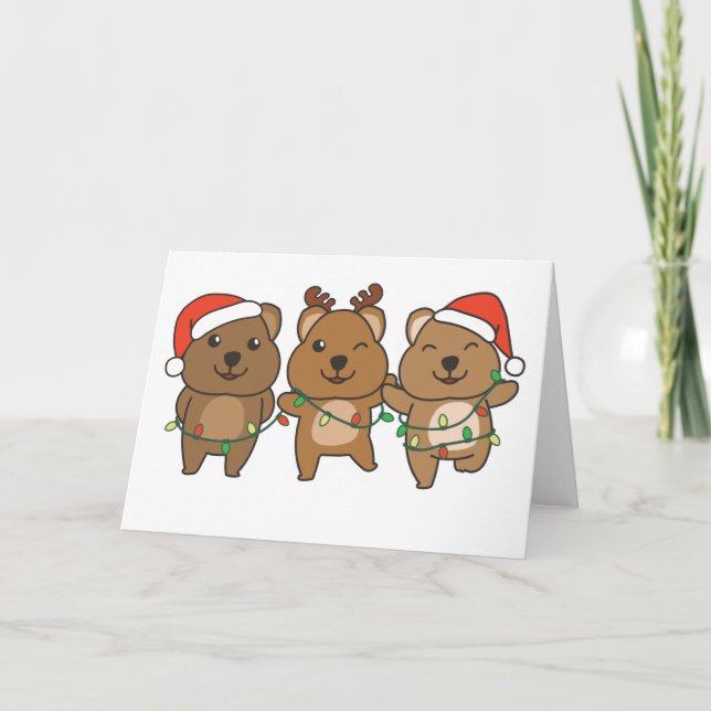 Cartão De Festividades Quokka Natal Animais De Natal Quokkas Fofos Ho (Frente)