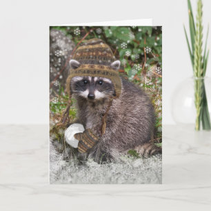 Cartão De Festividades Raccoon Christmas