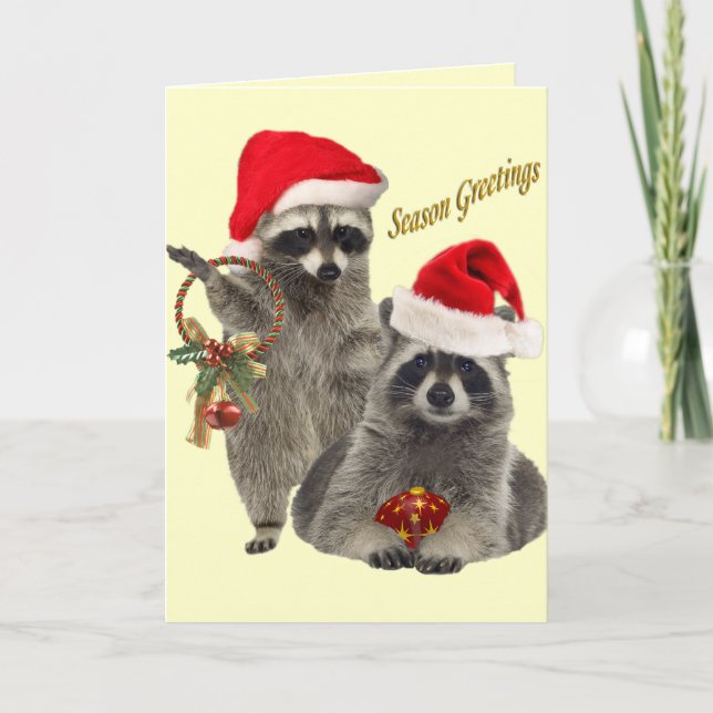 Cartão De Festividades Raccoon Christmas A Time For Divertir (Frente)