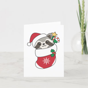Cartão De Festividades Raccoon Christmas Snow Winter Raccoons