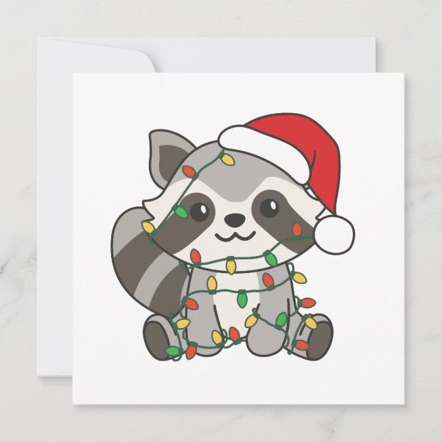 Cartão De Festividades Raccoon de Natal (Frente)