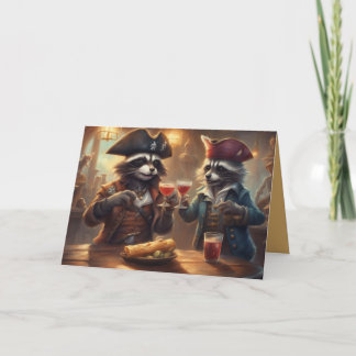 Cartão De Festividades Raccoons in a bar celebrating Happy Birthday