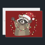 Cartão De Festividades Racoon Lover Christmas Lights Animal Santa Hat<br><div class="desc">Racoon Lover Christmas Lights Animal Santa Hat</div>