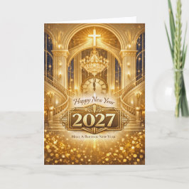 Cartão De Festividades Radiant Gold Christian Blessed New Year 2027