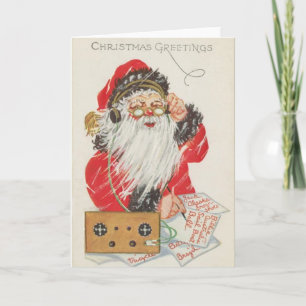Cartão De Festividades Radio Santa Christmas Card