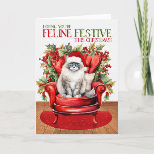 Cartão De Festividades Ragdolas Natal Gato FELINE Festivo