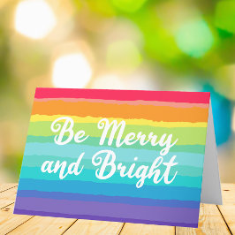 Cartão De Festividades Rainbow Christmas Be Feliz e Bright Orgulho gay