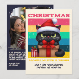 Cartão De Festividades Rainbow Grunge Funny Cat Retro Christmas Photo