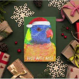 Cartão De Festividades Rainbow Lorikeet Vestindo Santa Hat Aussie
