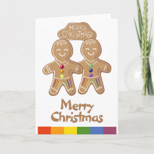 Cartão De Festividades Rainbow Pride Whimssic Christmas Gingerbird Men