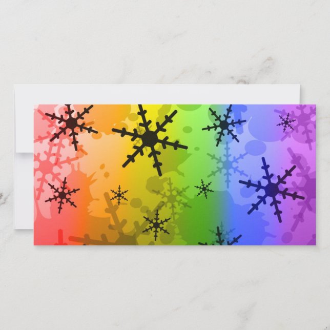 Cartão De Festividades Rainbow Snowflake (Frente)