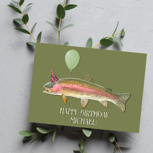 Cartão De Festividades Rainbow Trout Fishing Birthday Card