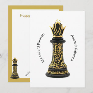 Cartão De Festividades Rainha da minha vida, Roteiro Dourado Xadrez Negro