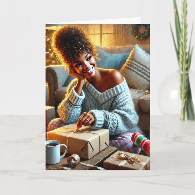 Cartão De Festividades Rainha do Papel de Presente de Natal (Frente)