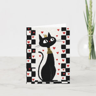 Cartão De Festividades Rainha Negra Branca com Dourada Coroa