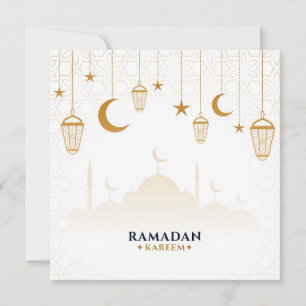Cartão De Festividades Ramadan Kareem Dourado Stars and Crescent