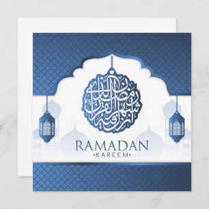 Cartão De Festividades Ramadan Kareem Mubarak Blue Calliografia
