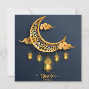 Cartão De Festividades Ramadan Mubarak Bejewel Crescent Lanterna Islâmica