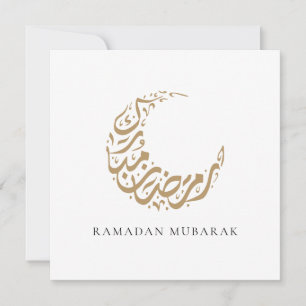 Cartão De Festividades Ramadan Mubarak Dourado Crescent Moon Calliografia