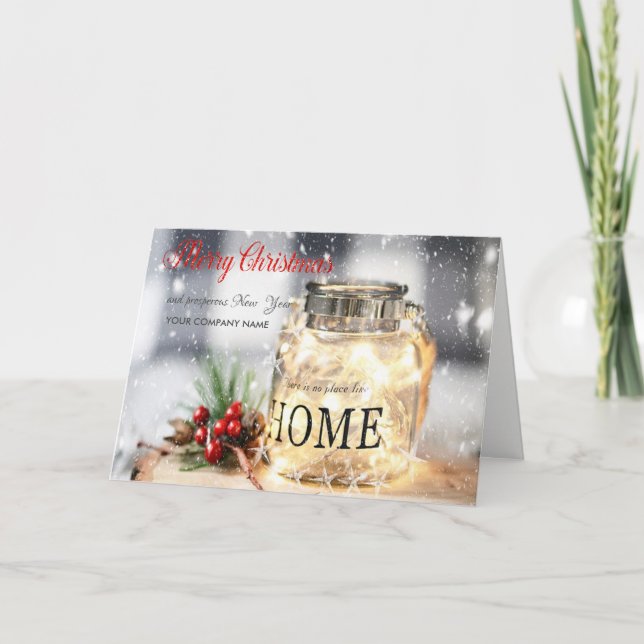 Cartão De Festividades Ramais de Árvore,Saudação da Holly Berry Candle Co (Frente)