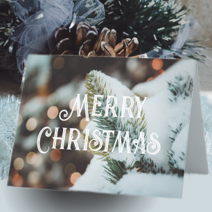 Cartão De Festividades Ramal de abeto natalino e luzes de inverno