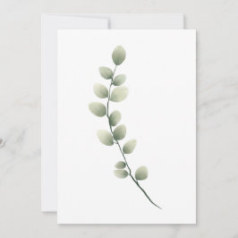 Cartão De Festividades Ramificação com Folhas Verdes Claras no Estilo de 