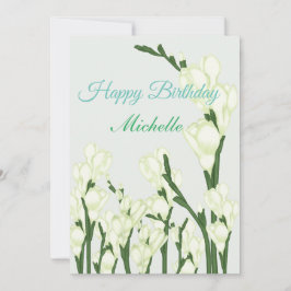 Cartão De Festividades Ramificação da Freesia branca.