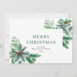 Cartão De Festividades Ramo de Azevinho Festivo Natal Corporativo