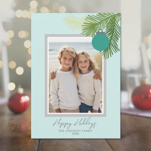 Cartão De Festividades Ramos Felizes com Foto de Natal com Retrato