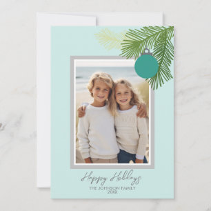 Cartão De Festividades Ramos Felizes com Foto de Natal com Retrato