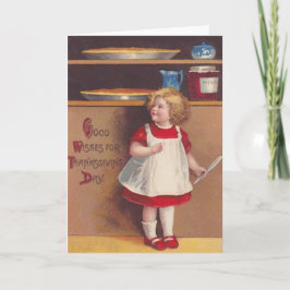 Cartão De Festividades Rapariga e tartes